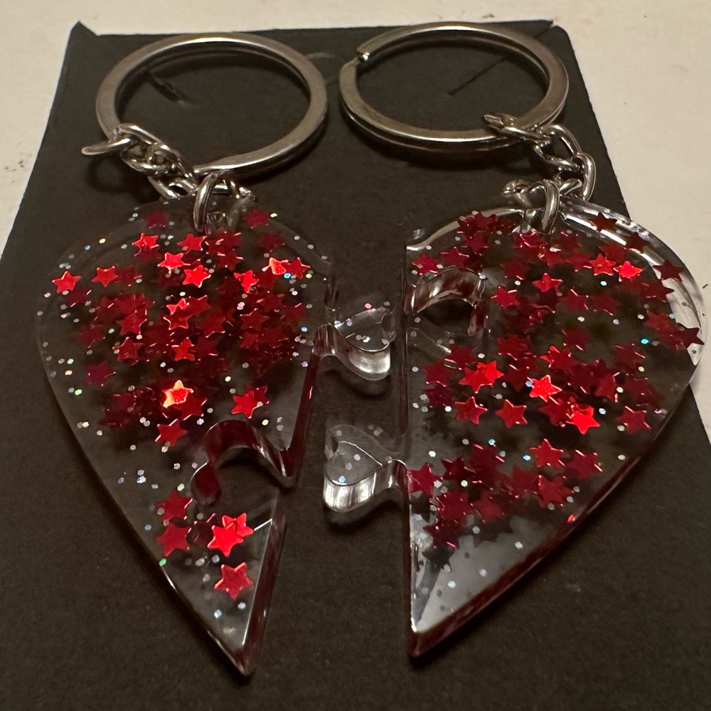 Resin Heart puzzle piece keychains - custom‎ made